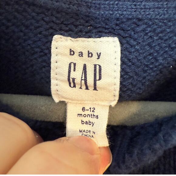 Baby GAP Boys Bear Sweater In Navy Tan Size 6-12 Months - Picture 5 of 6